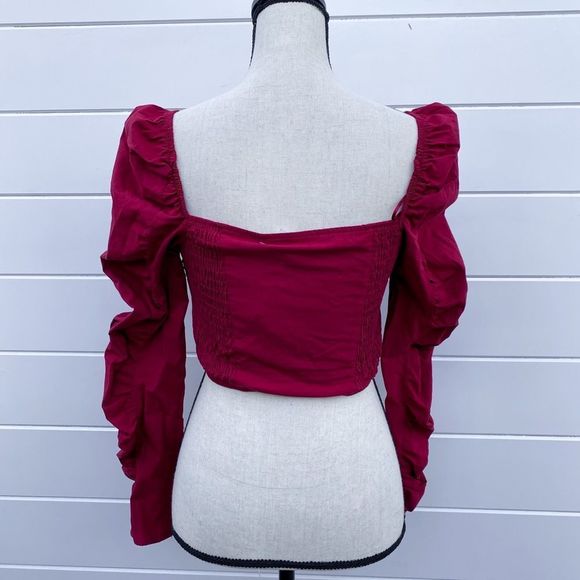 Zara red puff sleeve crop top - Picture 10 of 13